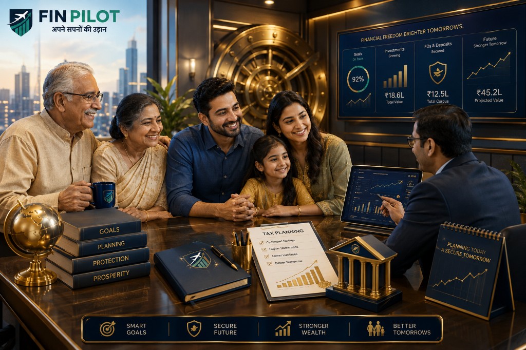 FinPilot advisor guiding a family through Fixed Deposit planning